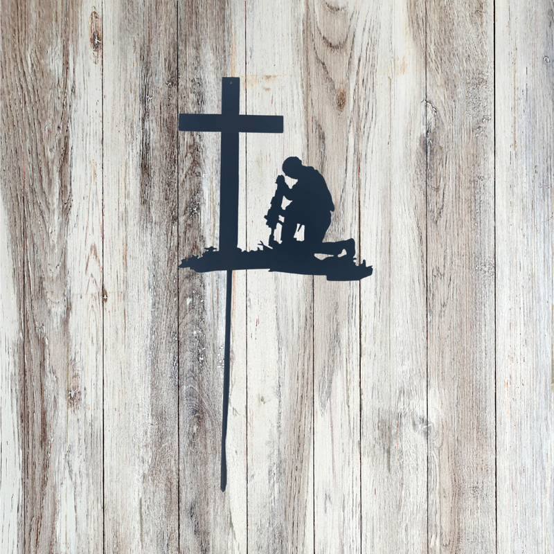 Fallen Soldier Cross Memorial Yard Stake