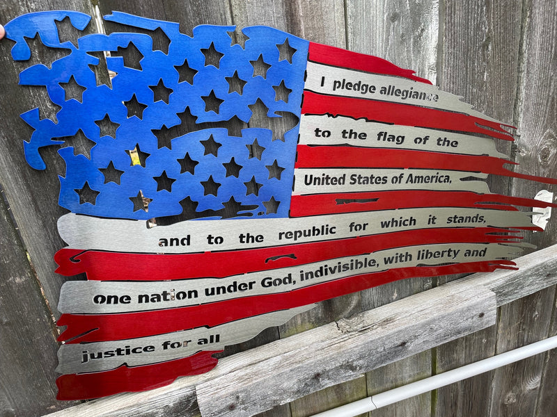Pledge of Allegiance Distressed American Flag