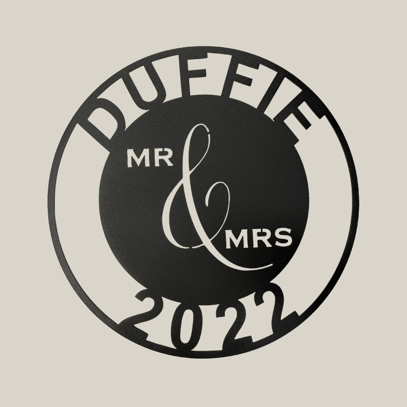 Mr. & Mrs. with Establish Year.