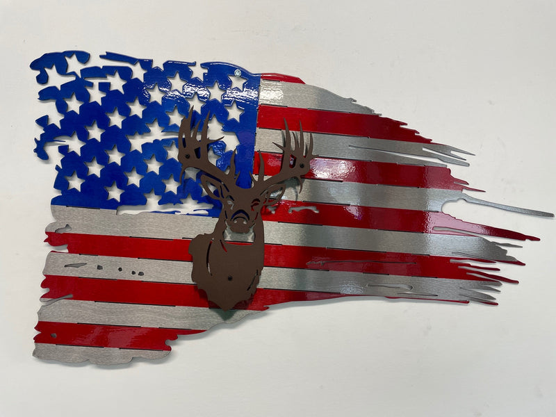 Tattered Flag with Deer Head