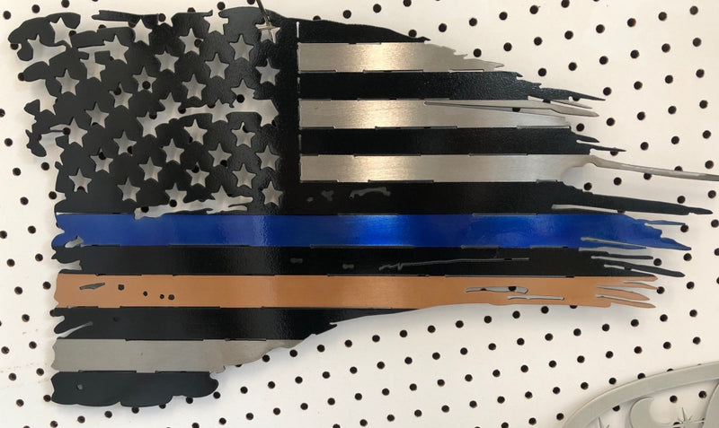 Distressed Flag with Police and Dispatcher Stripes